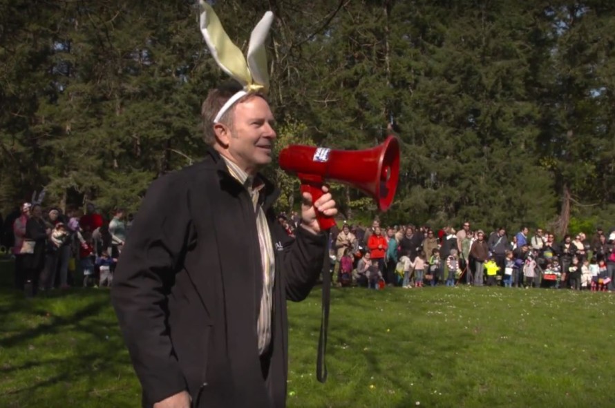 Ron Neal of RE/MAX Alliance in Victoria, B.C., is seen at his annual Easter egg hunt.