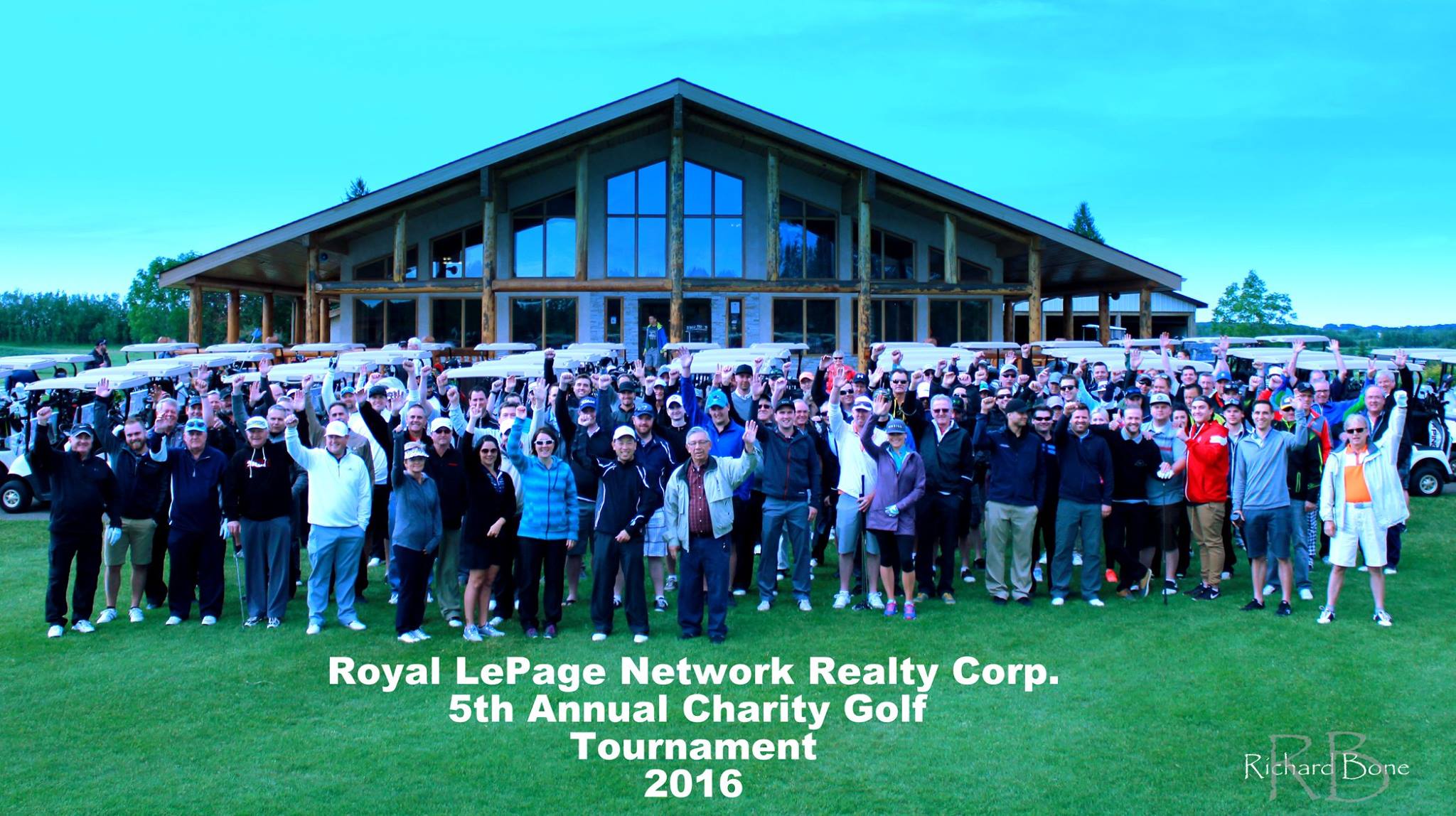 Attendees of the 5th Annual Royal LePage Network Realty Corp. Charity Golf Tournament pose for a group photo. 