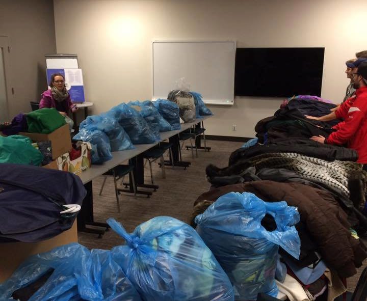 Clothing collected during the winter clothing drive. (Facebook photo)